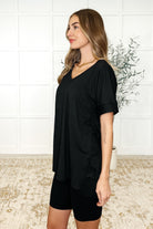 Buttery Soft V-Neck Bike Short Set in Black Womens Ave Shops- Tilden Co.