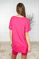 Buttery Soft V-Neck Bike Short Set in Hot Pink Womens Ave Shops- Tilden Co.
