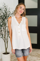 Buttoned Up Buttercup Sleeveless Top in Ivory Womens Ave Shops- Tilden Co.