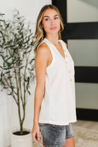 Buttoned Up Buttercup Sleeveless Top in Ivory Womens Ave Shops- Tilden Co.