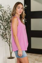 Buttoned Up Buttercup Sleeveless Top in Magenta Glow Womens Ave Shops- Tilden Co.