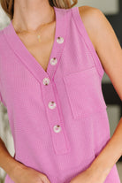 Buttoned Up Buttercup Sleeveless Top in Magenta Glow Womens Ave Shops- Tilden Co.