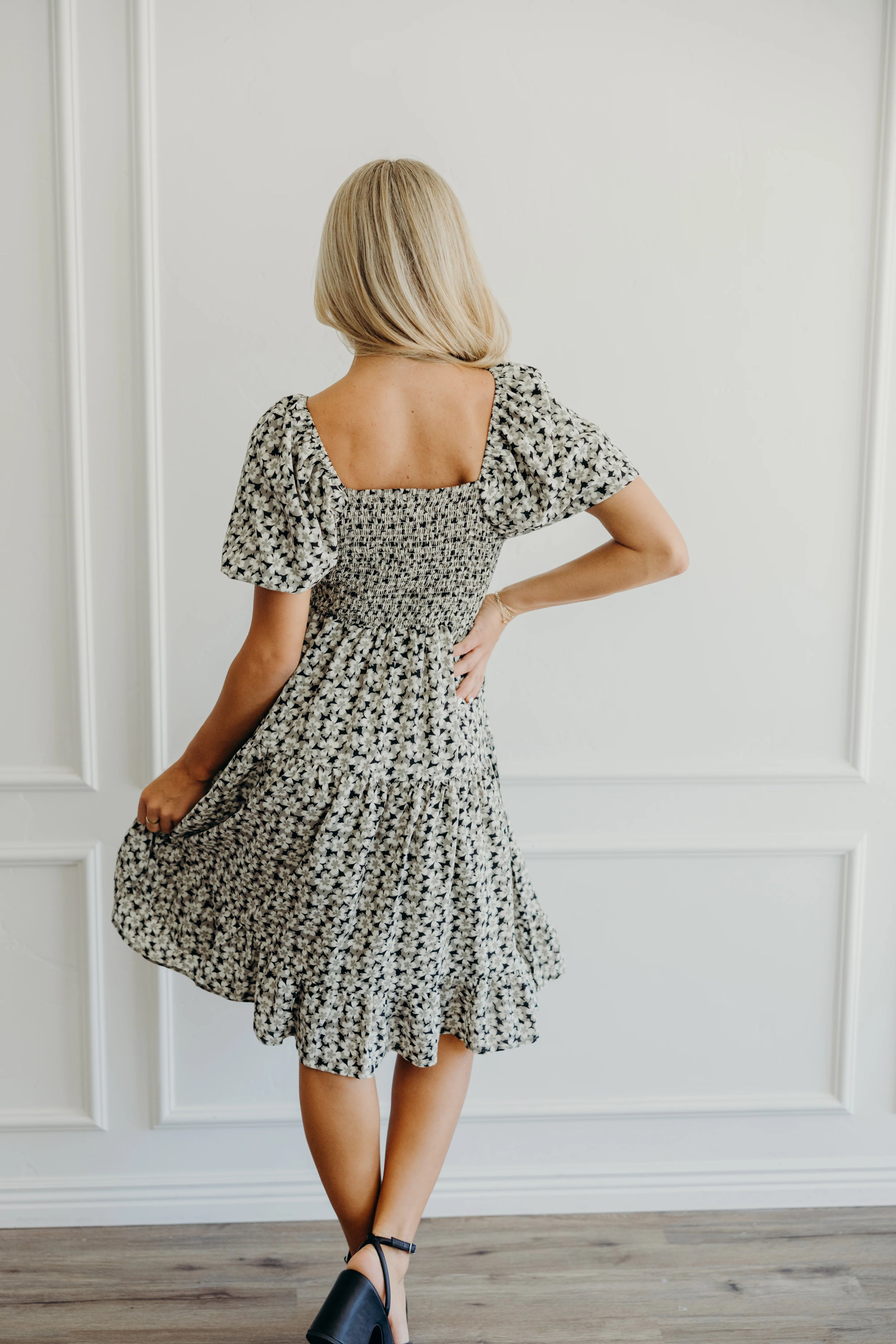 Poppy Dress in Midnight Daisy Midi Dress Mikarose- Tilden Co.