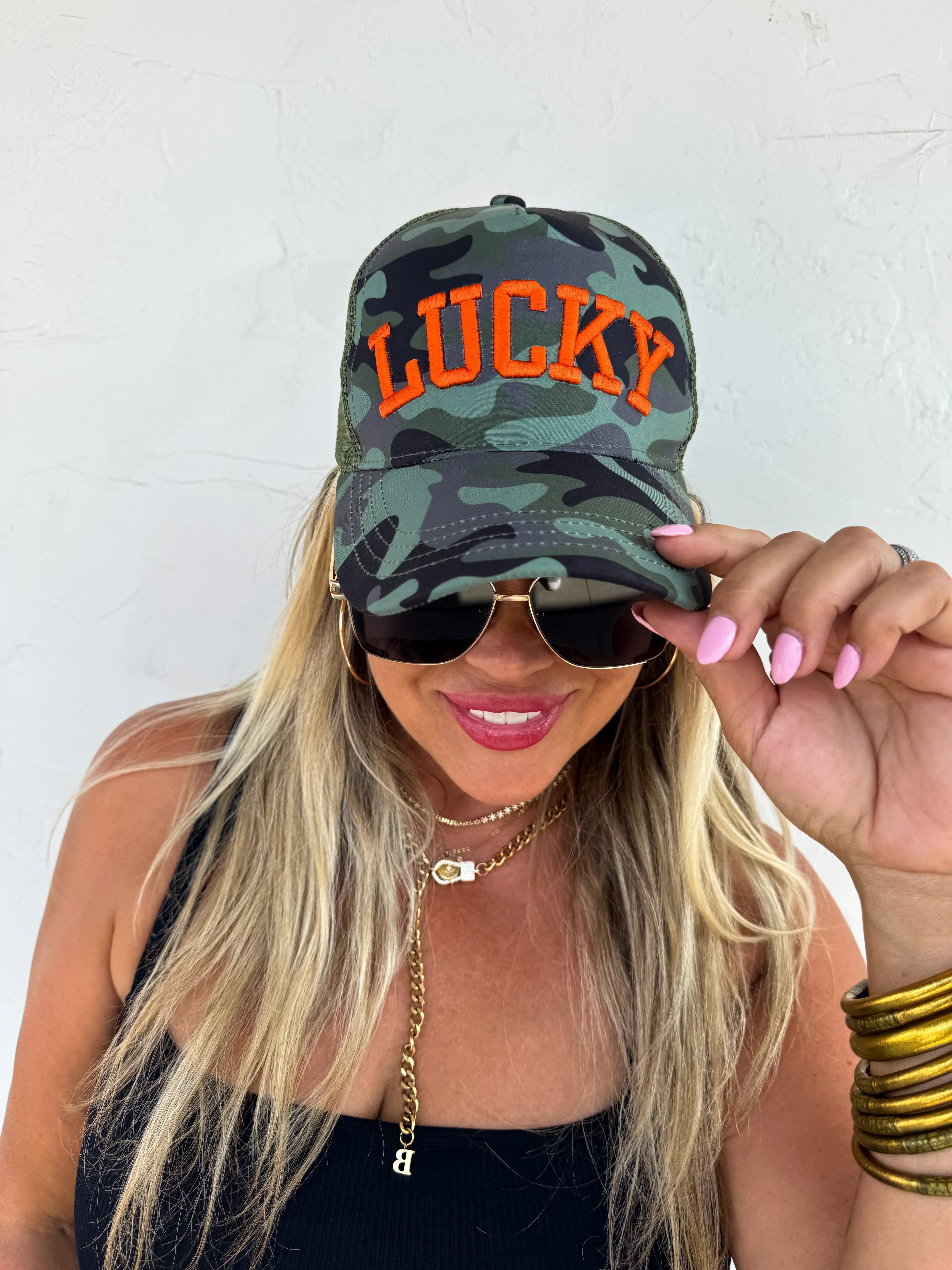 PREORDER: Lucky Camo Trucker Hat    Womens Ave Shops- Tilden Co.