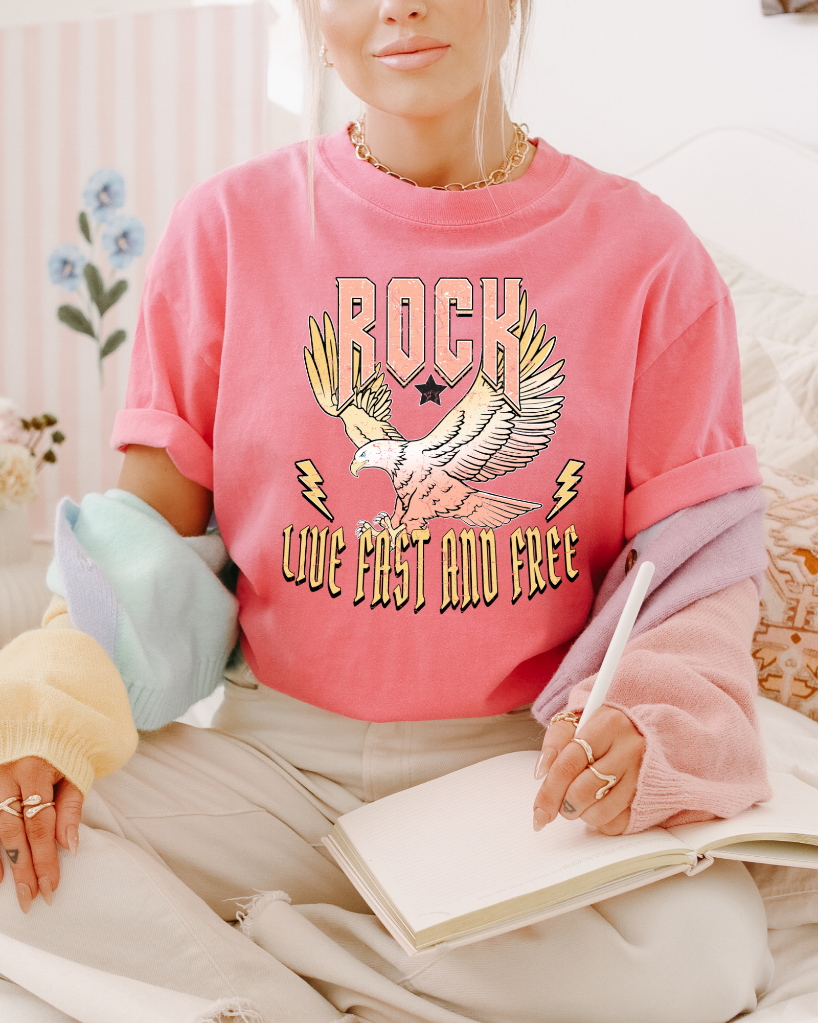 Live Fast and Free Graphic Tee Womens Ave Shops- Tilden Co.