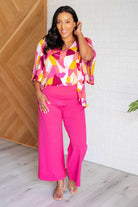 Cali Blouse in Magenta and Mustard Abstract    Blouses Ave Shops- Tilden Co.