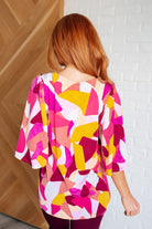 Cali Blouse in Magenta and Mustard Abstract    Blouses Ave Shops- Tilden Co.