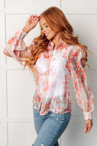 Call Me Back Sheer Floral Button Up Blouse Blouses Ave Shops- Tilden Co.