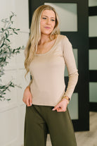 Can You Believe It Basic Long Sleeve Top In Sand Womens Ave Shops- Tilden Co.