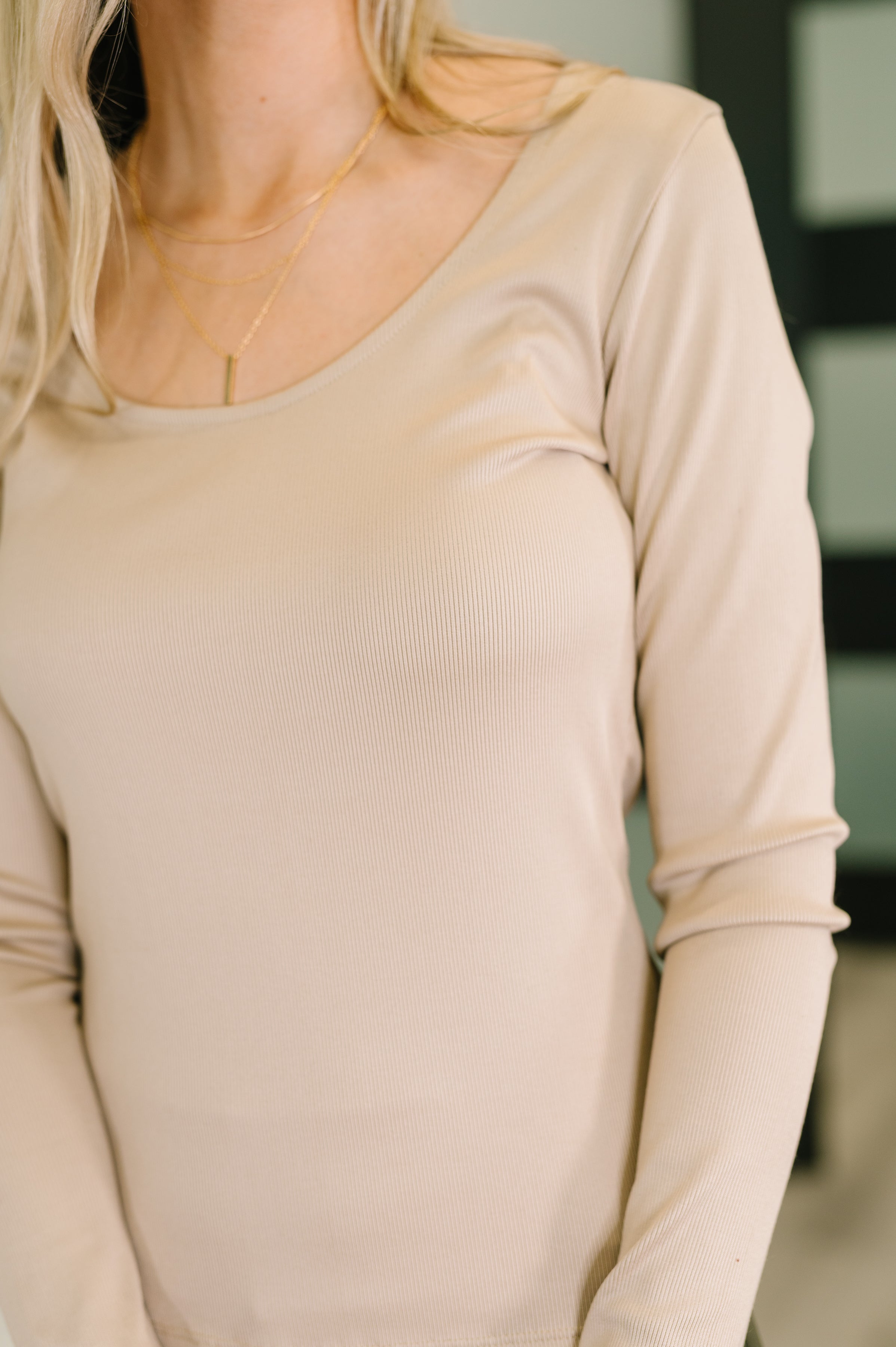 Can You Believe It Basic Long Sleeve Top In Sand Womens Ave Shops- Tilden Co.