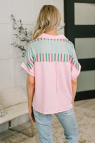 Can't Control It Collared Color Block Top Womens Ave Shops- Tilden Co.