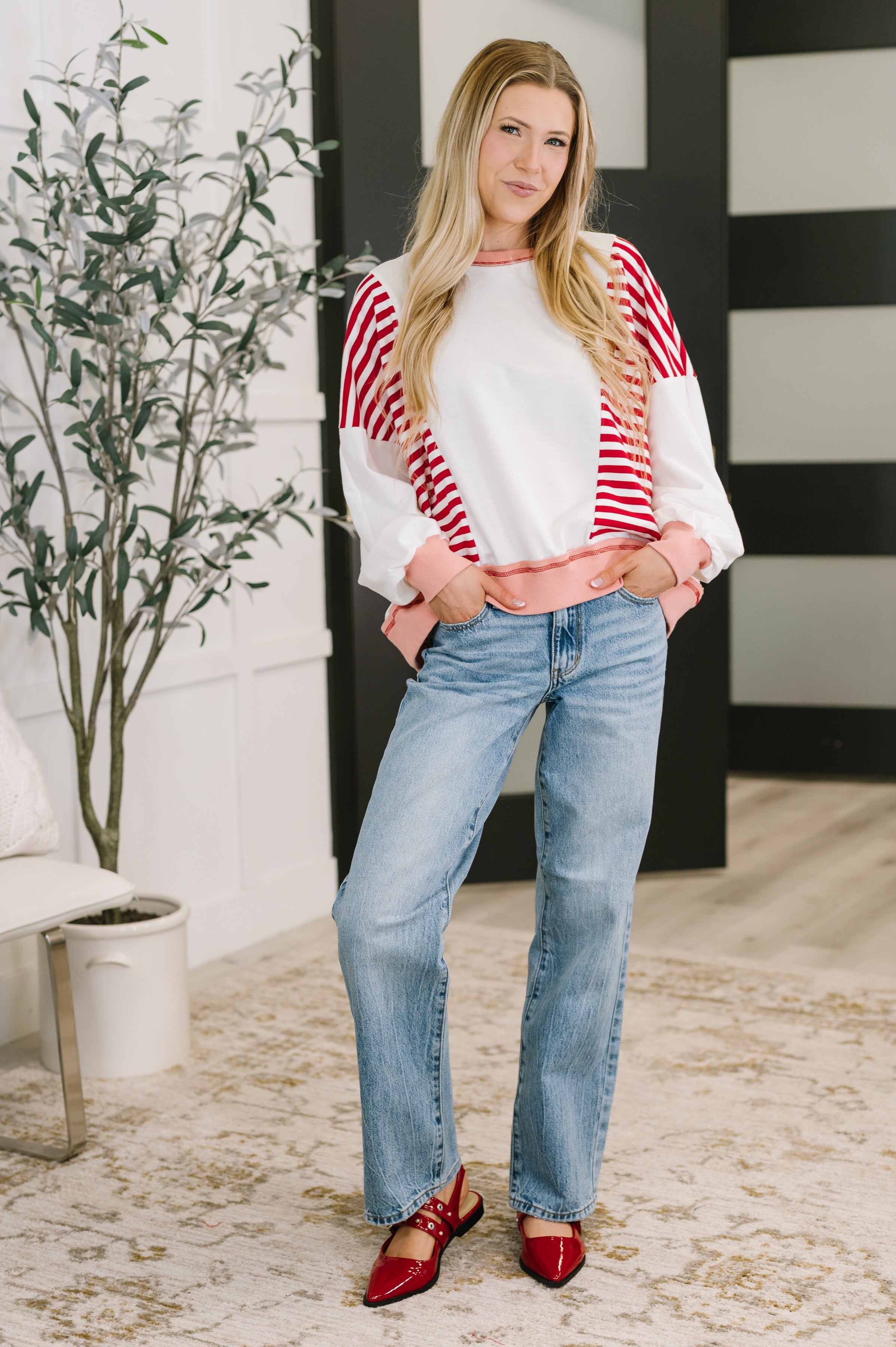 Candy Stripes & Chill Sweatshirt Womens Ave Shops- Tilden Co.