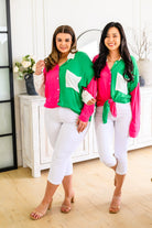 Capture the Day Two Toned Button Up Kelly Tops Ave Shops- Tilden Co.