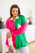 Capture the Day Two Toned Button Up Kelly Tops Ave Shops- Tilden Co.