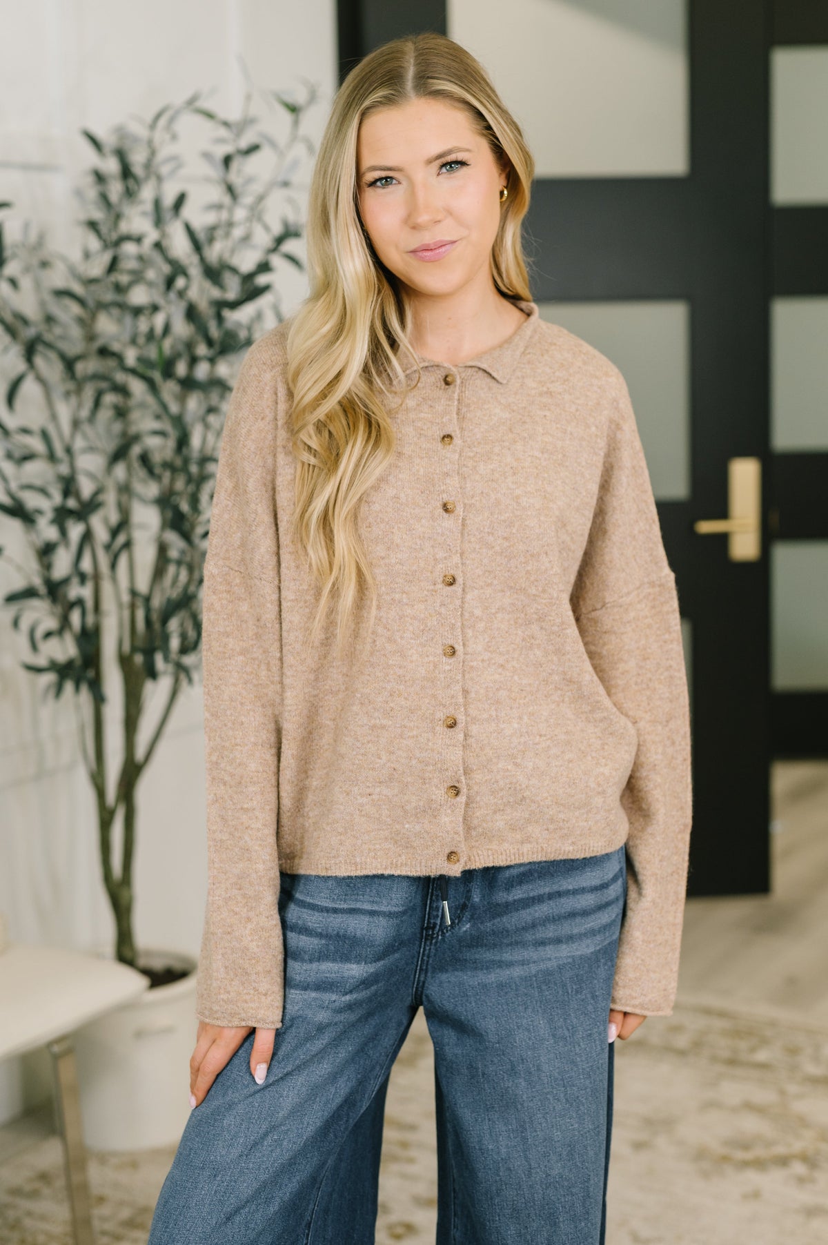 Careful Consideration Collared Button Down in Mocha Womens Ave Shops- Tilden Co.