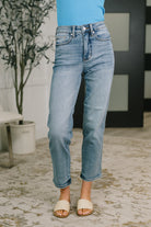 Carla High Waist Ankle Straight Jean in Break Through Blue Womens Ave Shops- Tilden Co.