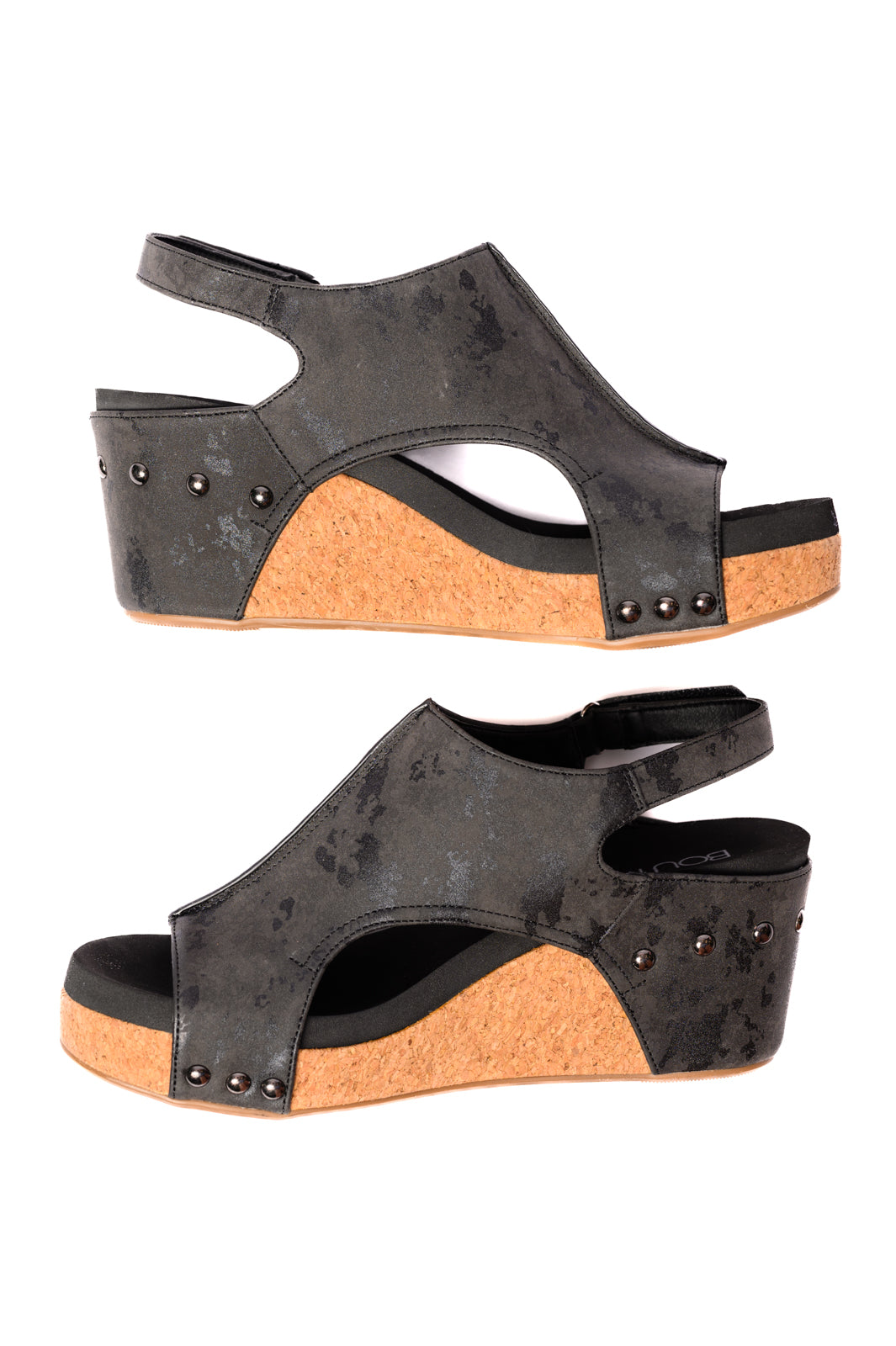 Carley Wedge Sandals in Black Metallic    Womens Ave Shops- Tilden Co.