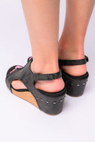 Carley Wedge Sandals in Black Metallic    Womens Ave Shops- Tilden Co.