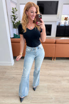 Caroline Mid Rise Control Top Distressed Flare Jeans    Womens Ave Shops- Tilden Co.