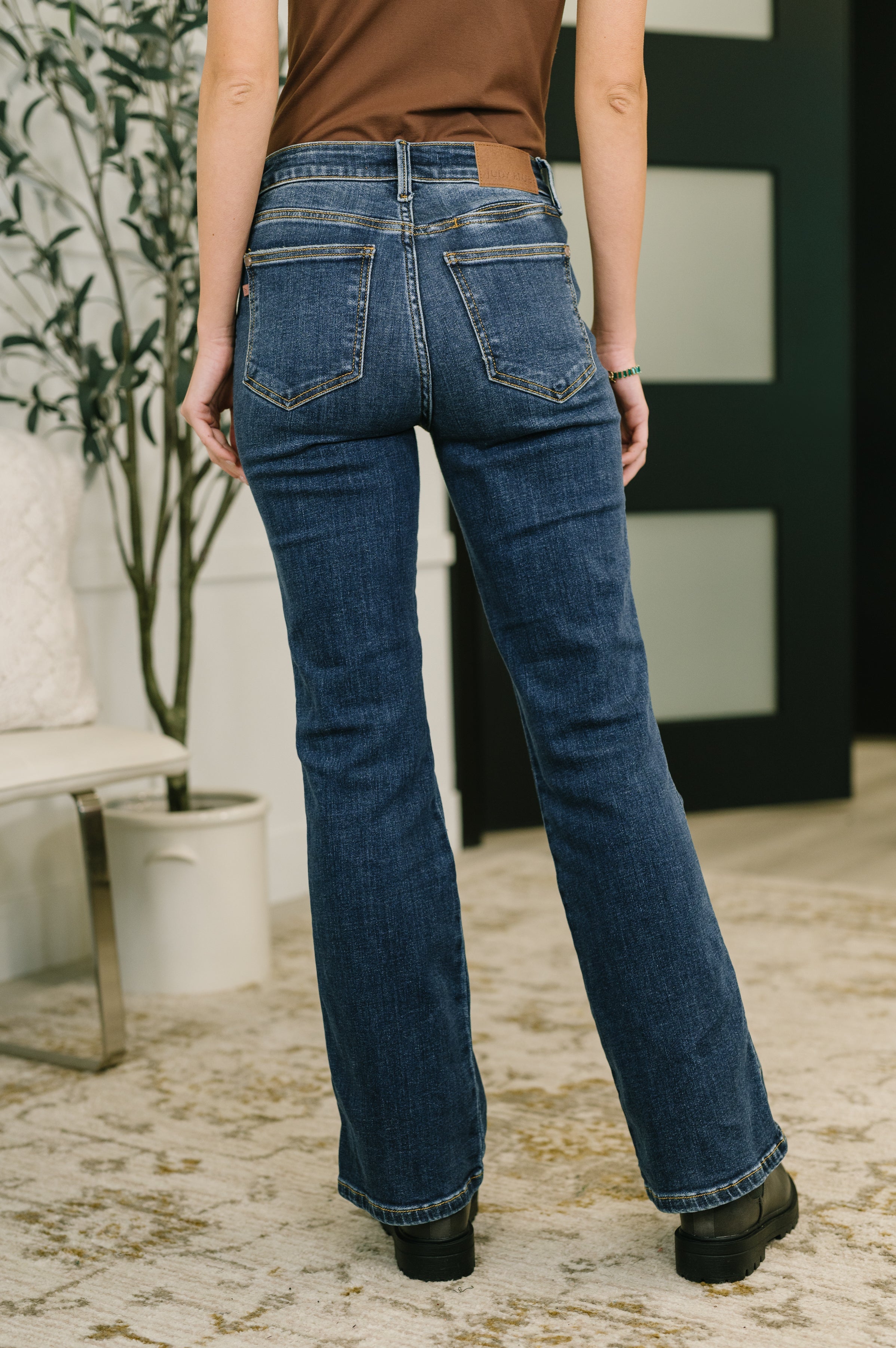 Casey Mid Rise Bootcut with Cell Phone Back Pocket & Slit Womens Ave Shops- Tilden Co.