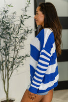 Casual Chaos Drop Shoulder Sweater in Royal Blue Womens Ave Shops- Tilden Co.