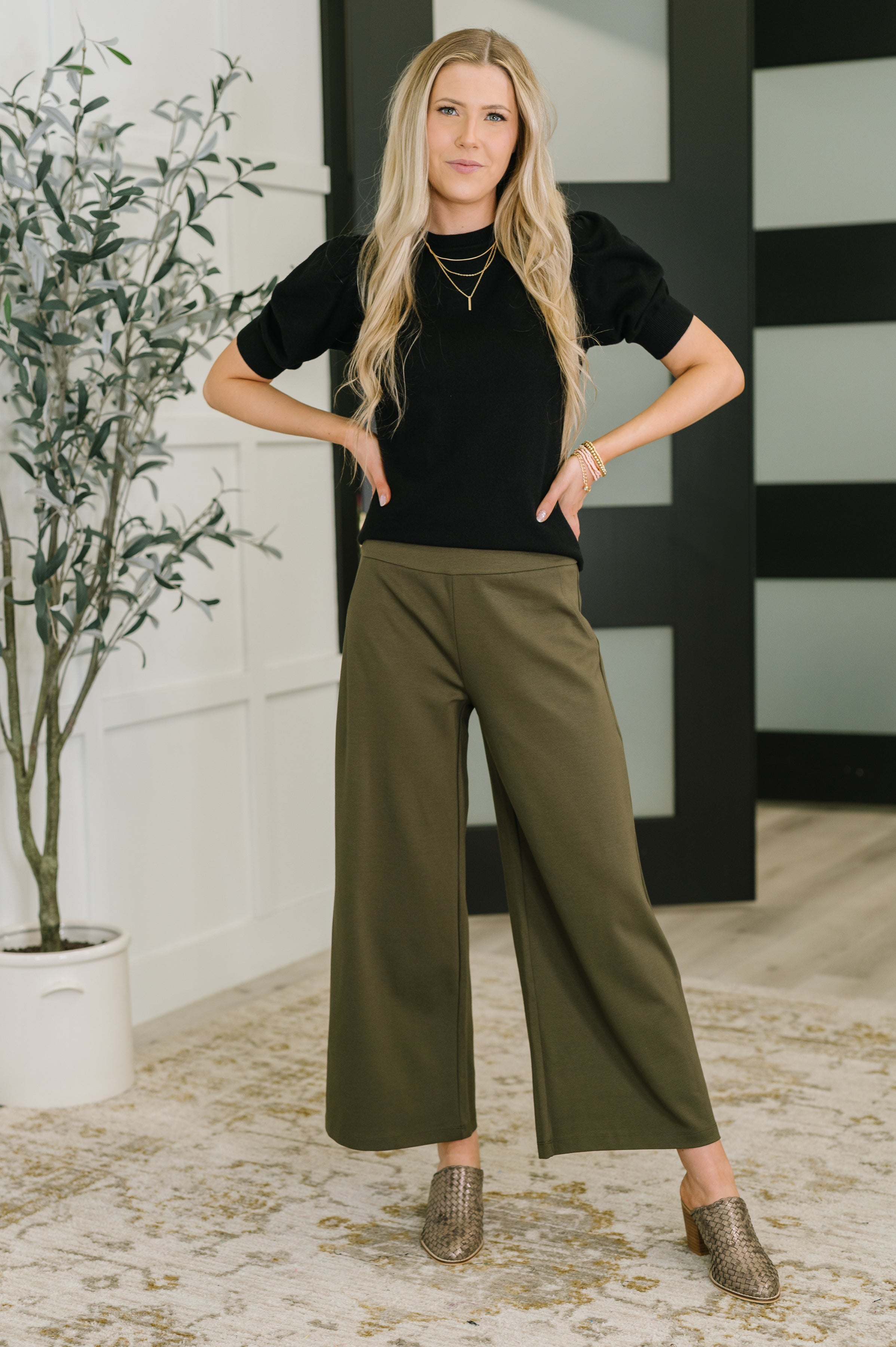 Casually Classy Puff Sleeve Blouse in Black Womens Ave Shops- Tilden Co.