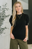 Casually Classy Puff Sleeve Blouse in Black Womens Ave Shops- Tilden Co.