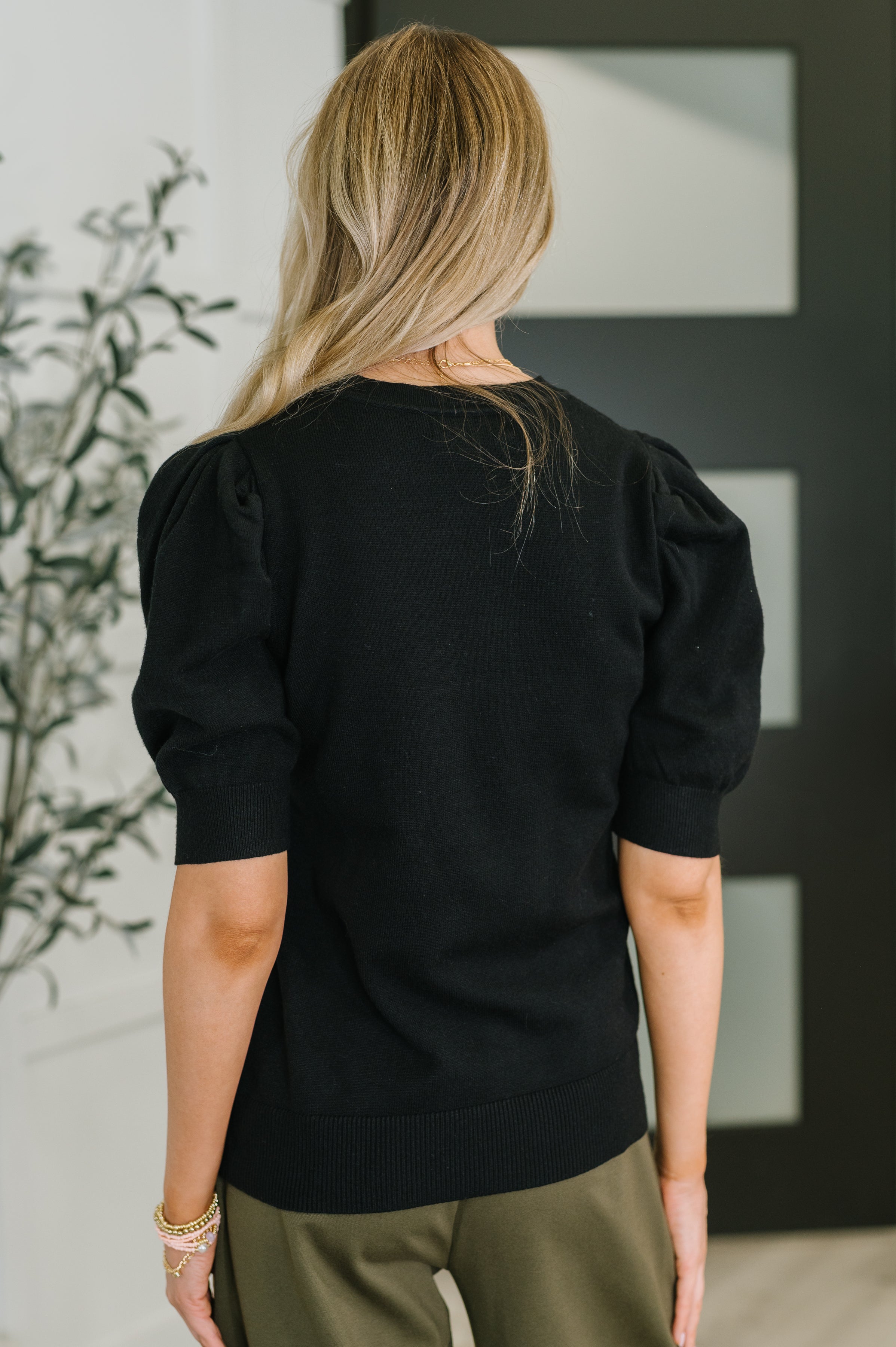 Casually Classy Puff Sleeve Blouse in Black Womens Ave Shops- Tilden Co.