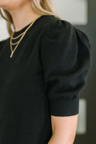 Casually Classy Puff Sleeve Blouse in Black Womens Ave Shops- Tilden Co.