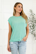 Casually Iconic Waffle Knit Top in Mint Womens Ave Shops- Tilden Co.
