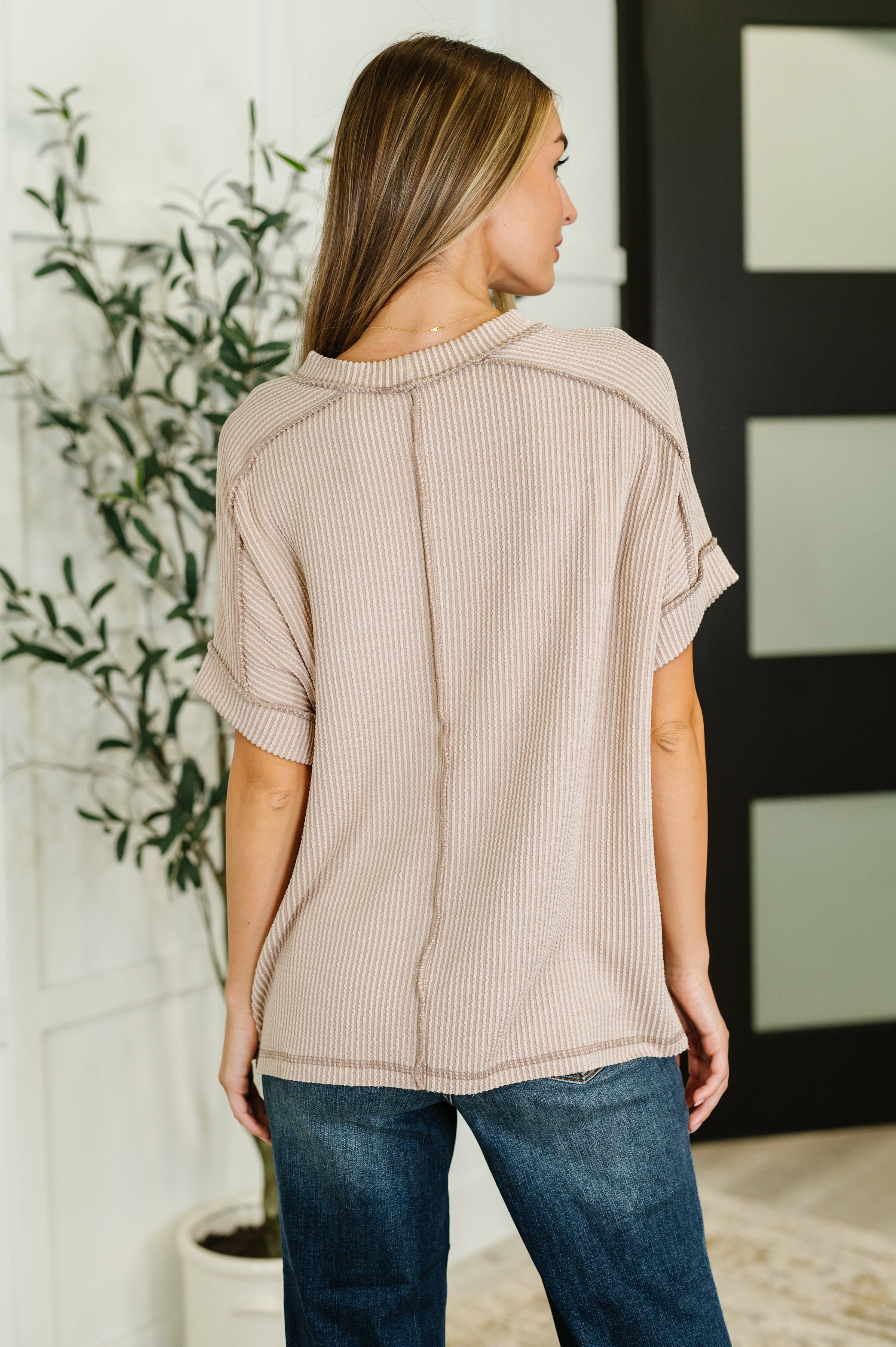 Catch Me Loungin’ Cable Ribbed Knit Top in Ash Mocha Womens Ave Shops- Tilden Co.
