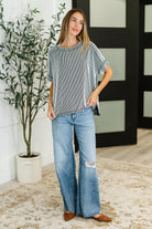 Catch Me Loungin’ Cable Ribbed Knit Top in Black and White Womens Ave Shops- Tilden Co.