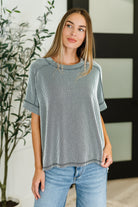 Catch Me Loungin’ Cable Ribbed Knit Top in Black and White Womens Ave Shops- Tilden Co.