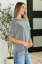 Catch Me Loungin’ Cable Ribbed Knit Top in Black and White Womens Ave Shops- Tilden Co.