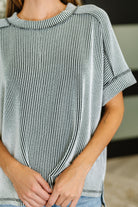 Catch Me Loungin’ Cable Ribbed Knit Top in Black and White Womens Ave Shops- Tilden Co.