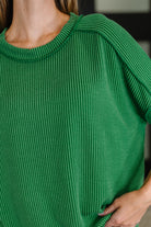 Catch Me Loungin’ Cable Ribbed Knit Top in Dark Green Womens Ave Shops- Tilden Co.