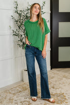 Catch Me Loungin’ Cable Ribbed Knit Top in Dark Green Womens Ave Shops- Tilden Co.