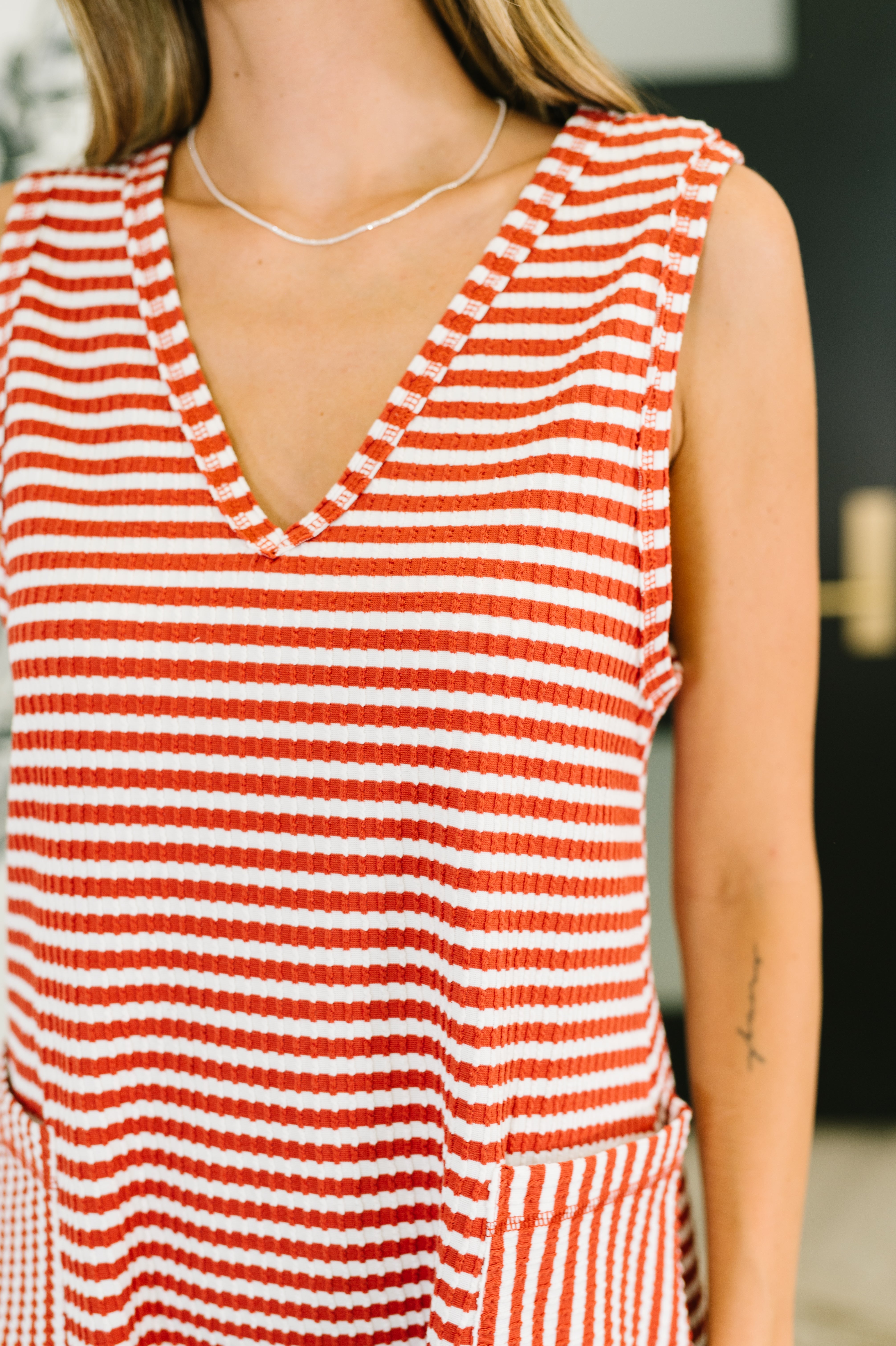 Caught You Staring Ribbed Knit Romper in Rust Womens Ave Shops- Tilden Co.