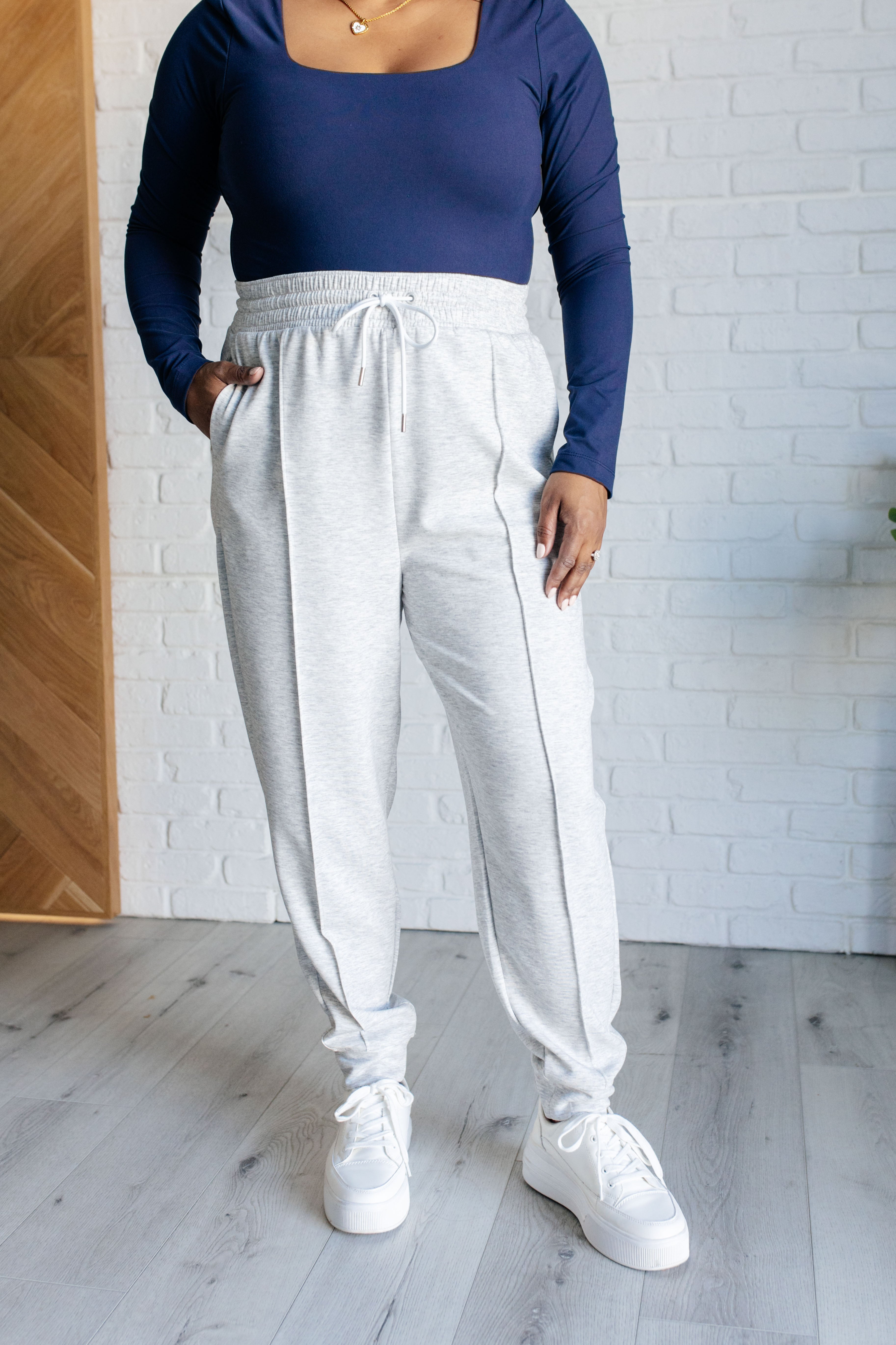 Center Seam Scuba Joggers in Heather Grey    Bottoms Ave Shops- Tilden Co.