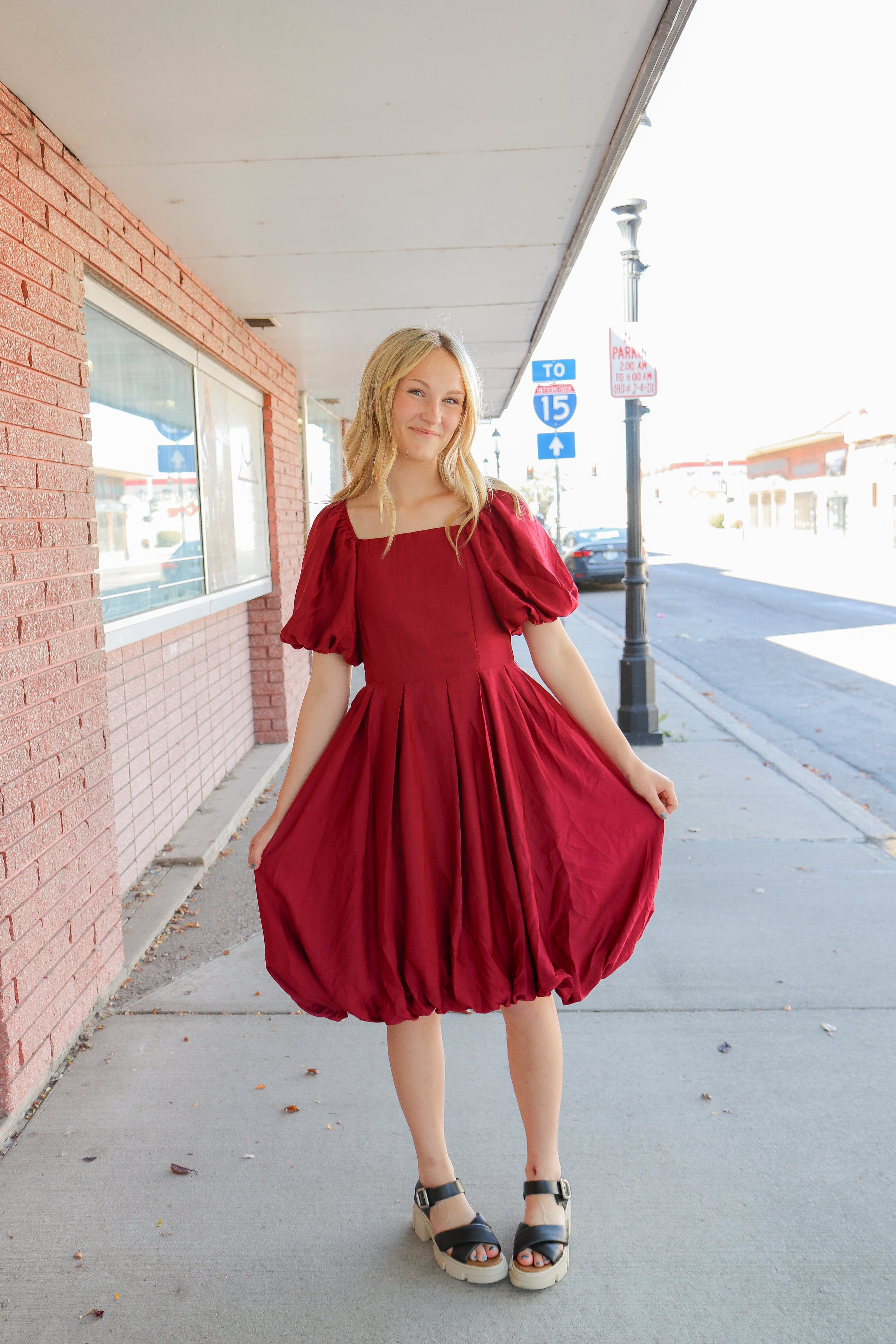 The Chanel Dress in Berry Red    Knee Length Dress Mikarose- Tilden Co.