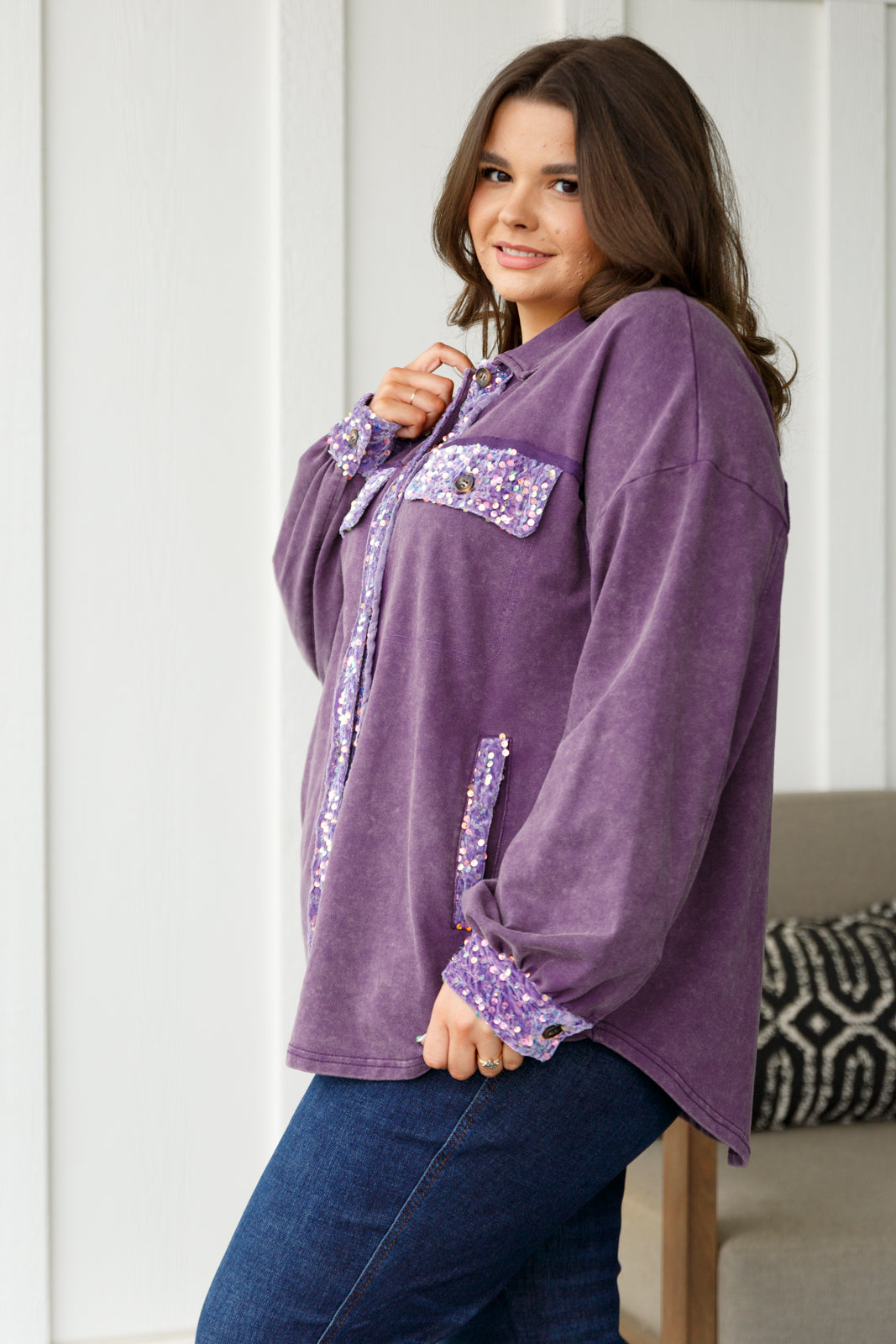 Chaos of Sequins Shacket in Purple – Tilden Co. LLC