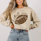 Check Football Mom in Sand Sweatshirt Womens Ave Shops- Tilden Co.