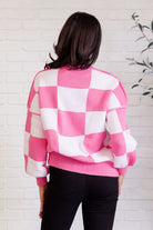 Check Yourself Checkered Sweater in Pink Tops Ave Shops- Tilden Co.