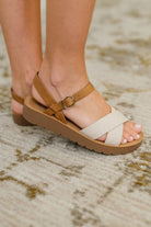 Chester Platform Nubuck Wedge Sandals in Cream Womens Ave Shops- Tilden Co.