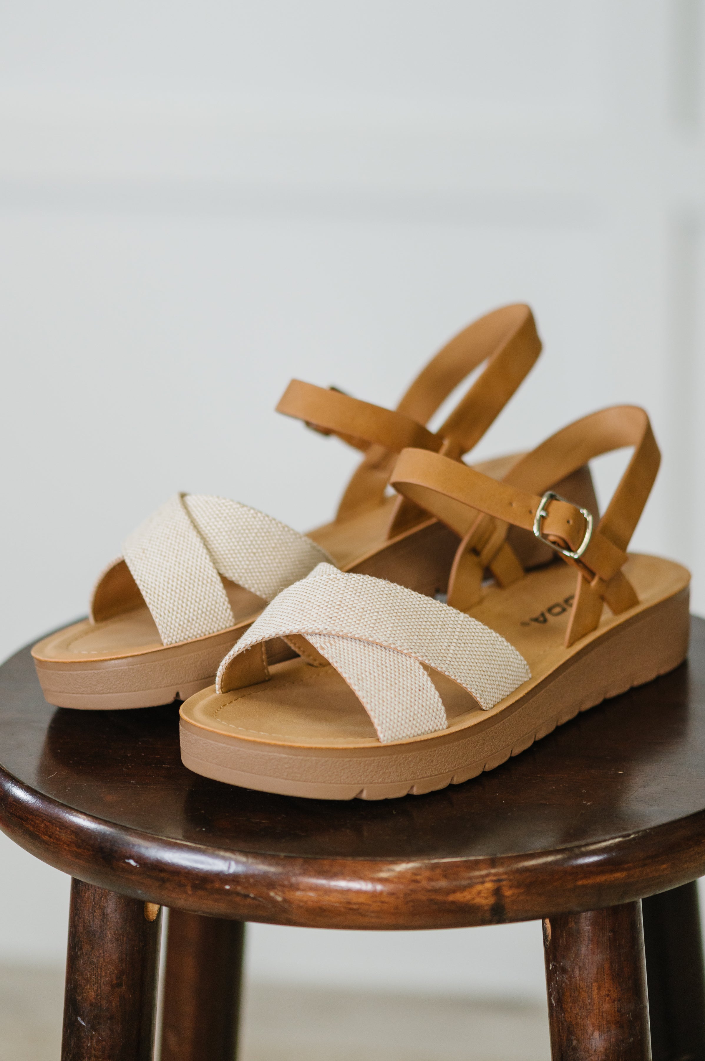 Chester Platform Nubuck Wedge Sandals in Cream Womens Ave Shops- Tilden Co.