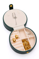 Circular Travel Jewelry Case in Green    Home & Decor Ave Shops- Tilden Co.