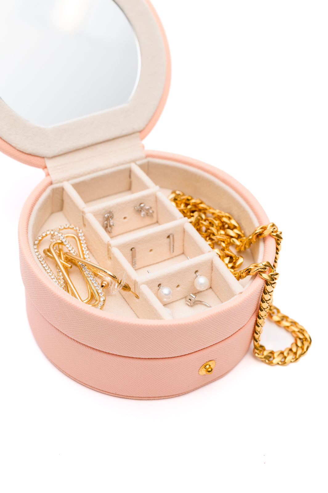 Circular Travel Jewelry Case in Pink    Home & Decor Ave Shops- Tilden Co.