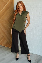 Classic Surplice Front Top in Olive    Tops Ave Shops- Tilden Co.