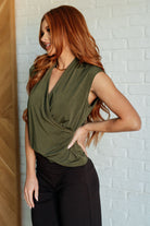 Classic Surplice Front Top in Olive    Tops Ave Shops- Tilden Co.