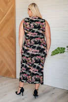 Classy Rock N' Roll Mock Neck Sleeveless Dress in Black Multi    Dresses Ave Shops- Tilden Co.